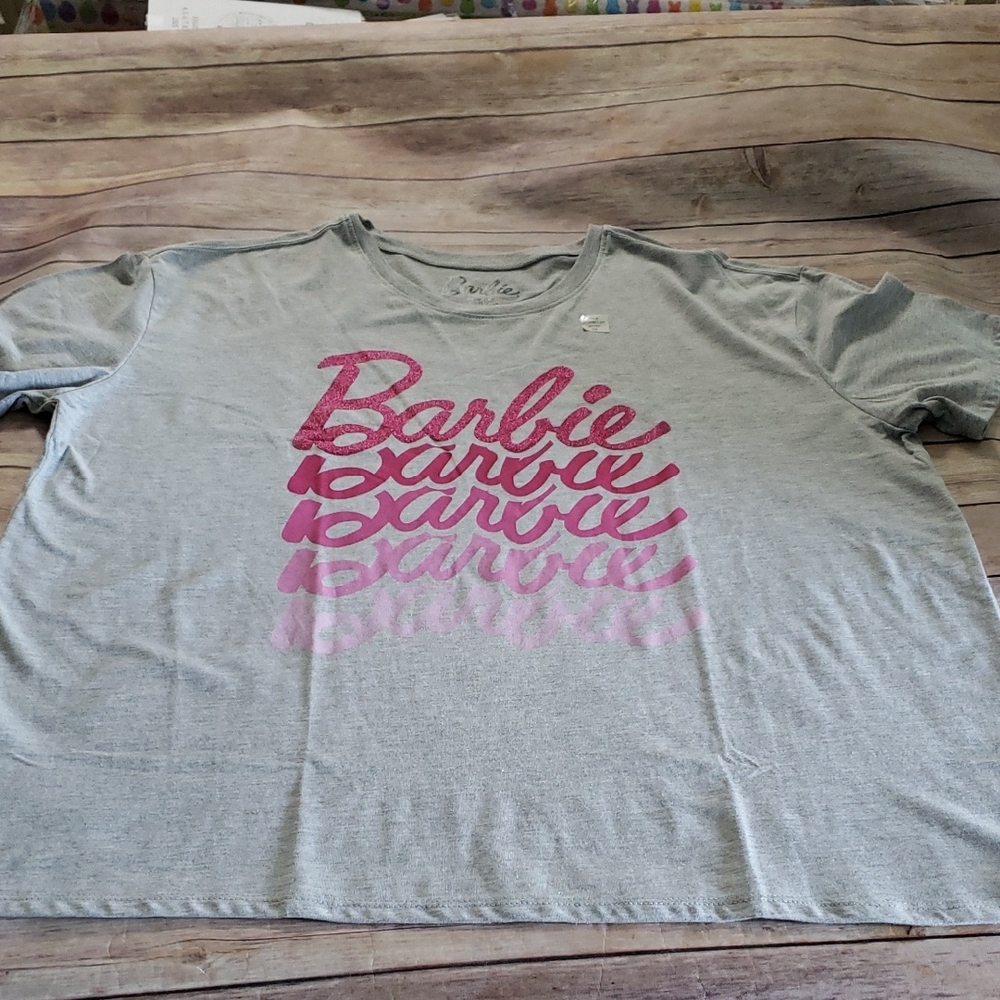 Barbie Gray Glitter Tee Shirt New W Tags